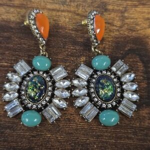 BOGO💖Rhinestone Turquoise and Orange Statement Earrings